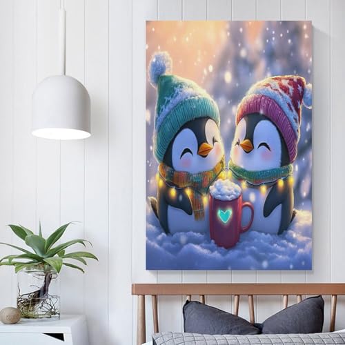 Cuadro de pingüino en lienzo para dar vida a paredes vacías 5
