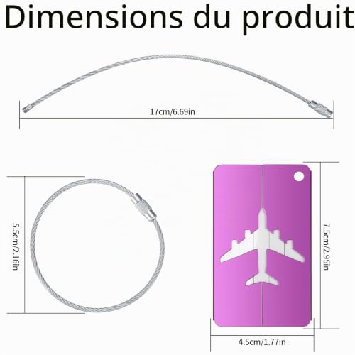 QOOSIKICC 8 Pièces Étiquettes de Bagage pour Valises, Étiquette de Voyage avec Porte-nom étiquettes d'adresse pour Bagages, Valises, Sacs – vue 2