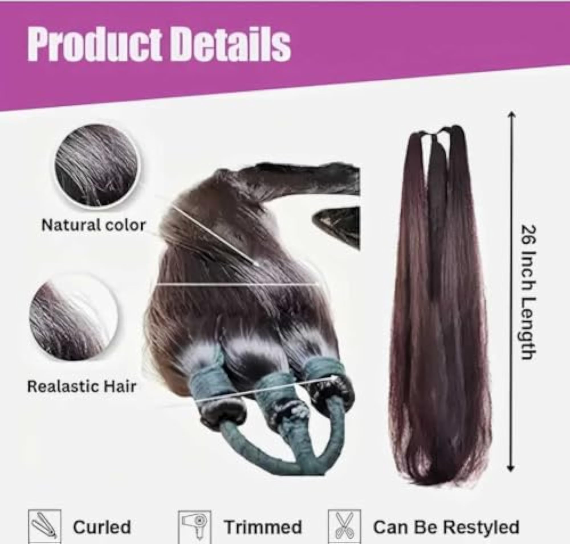 Women's Brown Choti Hair Extensions, 70gm