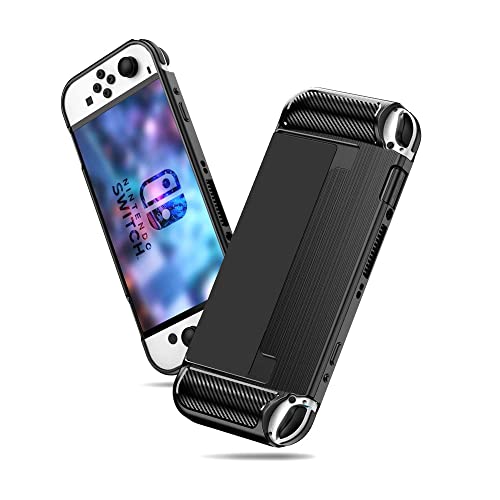 UBERMing Switch OLED Hülle für Nintendo Switch OLED Modell Robuste Dockable Hülle TPU Schutzhülle Kompatibel mit Nintendo Switch Console (Schwarz) Cover