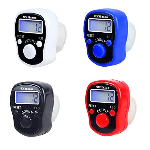 Furado 4 Piezas Contadores de Dedos, Contador de dedo electrónico con 5 LED digitales, Contador Digital Reiniciable de Dedos Contador Manual de Vueltas de Cuenta Contar con Anillo de Mano