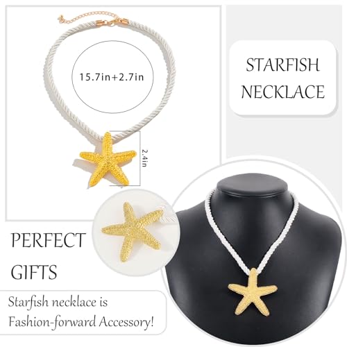 Dcfywl731 Starfish Conch Necklace for Women Shell Pendant Accessories Chunky Star Beach Jewelry Womens Halloween4