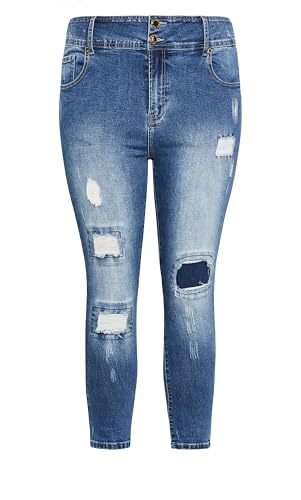 City Chic Plus Size Jeans, Patched Apple Skinny Jean3
