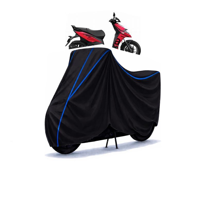Image of Scooty Cover Water Resistant for SR 125 Sport | Universal Scooter & Bike Cover | Heavy Duty UV Dust, Rain & Scratch Protection | Elastic Fit All Weather Indoor Outdoor | Black with Blue Piping