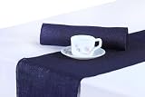 MDS® Pack of 10 Natural Burlap Table Runner, 12 x 108 Inch, Jute Rustic Farmhouse Boho Table Decor for Wedding Reception, Dining Table, Bridal Shower, Baby Shower & Party Decorations - Navy Blue