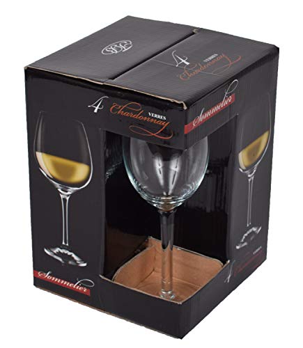 JB Coffret Cadeau De 4 Verres A Vin Blanc,Verre Degustation Vin,Verre Souflé H. 20 cm - 22cl