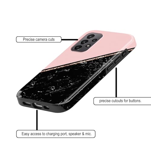 Image of COLORflow Back Cover Compatible with Samsung Galaxy A23 4G / 5G | Beautiful Black Pink Marble | Designer Printed Glossy Armoured Bumper Back Cover Compatible with Samsung Galaxy A23 4G / 5G