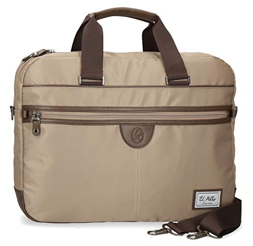 El Potro Pipe Maletín Doble Compartimento Adaptable para Portátil 15 6  Marrón 41x30x10