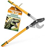 GRÜNTEK Tijera de Podar 2 Manos T-Rex 76cm Cortarramas hasta Ø 5cm - Podadora con Hoja Bypass 67mm con Doble Engranaje