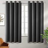 BGment Blackout Curtains - Grommet Thermal Insulated Room Darkening Bedroom and Living Room Curtain, 2 Panels of 52 x 63 Inch, Dark Grey