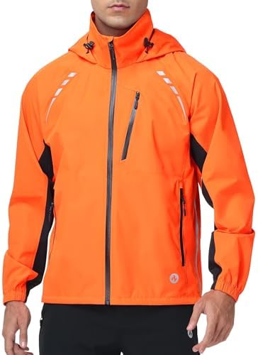 Nepest Cycling Rain Jacket Mens Waterproof Lightweight Packable Biking Windbreaker with Hood Raincoat for Running Hiking