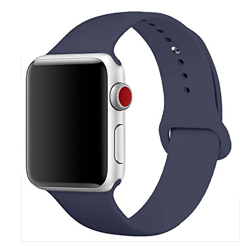iMOMO Sport Band Compatible with iWatch, Soft Silicone Sport Band [3 Pieces for 2 Lengths] Large/Small Wrist Strap Replacement for iWatch 1 2 3 4 All Models 38mm /40mm - Midnight Blue
