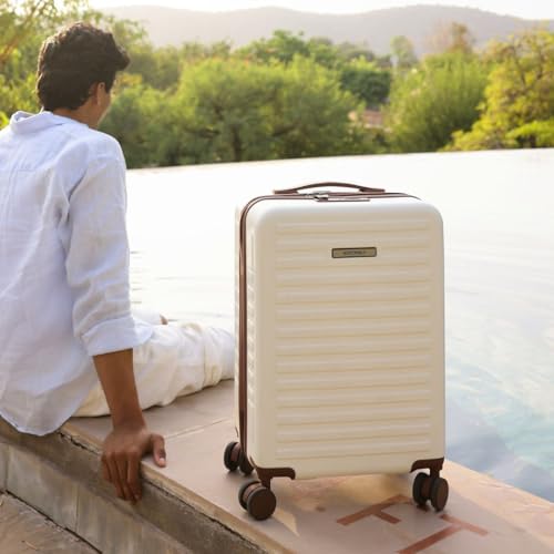 Image of Assembly Stark 28 Inch Large Check-in Trolley Bag Hard Shell Polycarbonate Suitcase with TSA Lock 8 Spinner Wheels Moon White