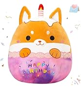 Athoinsu 14" Happy Birthday Dog Stuffed Animals Cute Shiba Inu Soft Puppy Plush Pillow Birthday D...