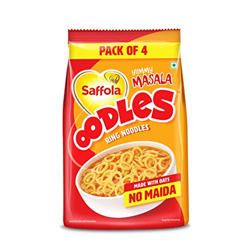 BBRATS Saffola Oodles, Instant Noodles, Ring Shape, Yummy Masala Flavour, No Maida, Whole Grain Oats 212G