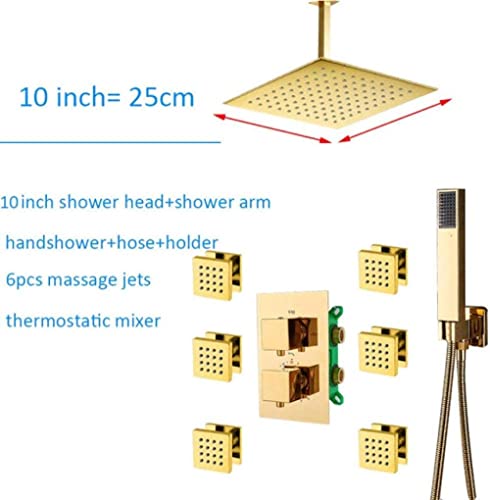 Robinet mitigeur en or intégré avec ensemble de douche de 10 pouces complet