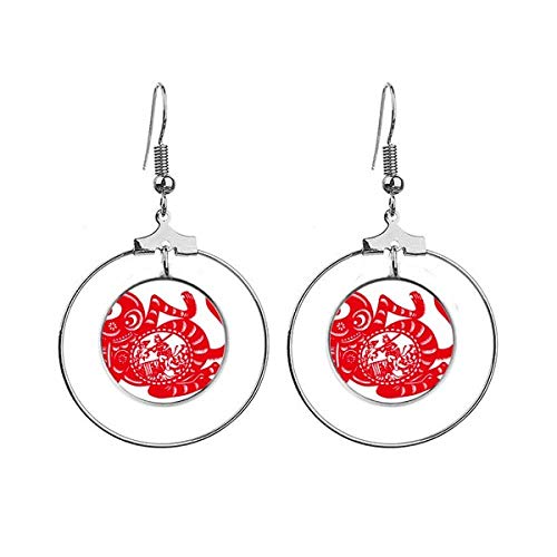 Singe du zodiaque chinois boucles d'oreilles créoles Papercut femme