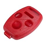 X AUTOHAUX Coque de clé télécommande à 4 boutons pour Honda CR V Pilot Civic Accord avec mini tournevis Rouge