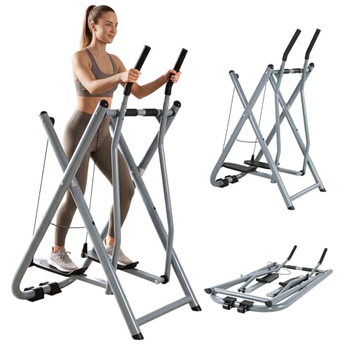 500LBS Air Walker Exercise Machine Foldable Space Walker Elliptical Trainer - Low Impact Aerobic Stepper for Arm & Leg Workout Whole Body Cardio Fitness Equipment Machine for Home Men & Women