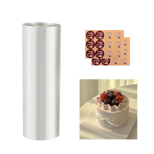 Tortenrandfolie 20cm x 10m Transparent Tortenfolie Wiederverwendbar Tortenring Folie Hochwertiges PET-Material Tortenring Folie Hoch für Herstellung von Kuchen Mousse Gebäck Schokolade Dessertringe