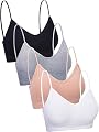 4 Pieces V Neck Cami Bra Padded Seamless Bralette Straps Sleeping Bra for Women Girls (Small-Medium, Seamless Style)