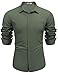 COOFANDY Mens Long Sleeve Button Down Shirts Business Casual Wrinkle Free Dress Shirt Dark Army Green