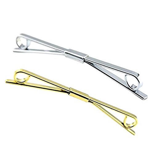 Noble Collar Bar Shirt Clip Men's Shirt Suit Plated Metal Collar Pin for Gentlemen (2PC Golden+Silver)