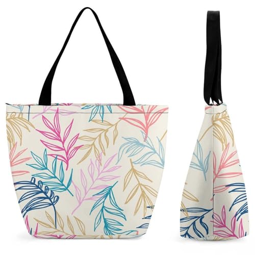 Sac à main femme feuille rose et bleue grand sac de shopping pour voyage