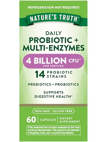 Nature's Truth Probiotics with Enzymes | 60 Capsules | for Men and Women | Non-GMO & Gluten Free Digestive Health Supplement