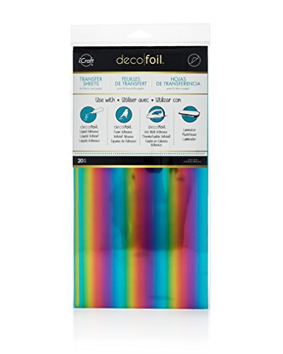 iCraft Deco Foil Toner Transfer Sheets 20 pk RAINBOW (6 in x 12 in sheets) use with laser toner designs for cardmaking and Deco Foil Adhesives only