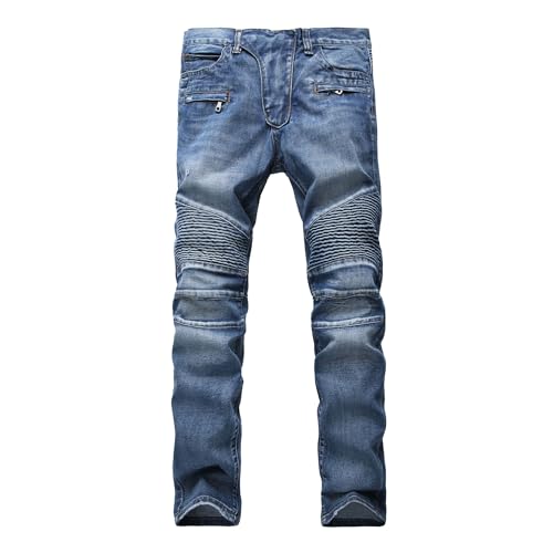 Jeans zippés à fourche de vélo pour hommes ample et robuste