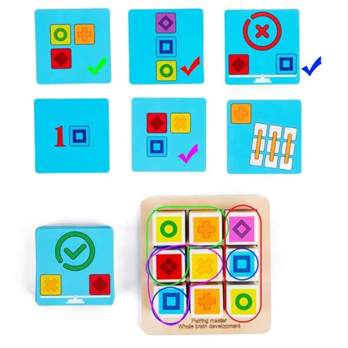 Image of Lyrovo Matching Cube Board Game Puzzle Building Blocks Battle Brain Teaser Educational Montessori Toys 77 Diffrent Types Card