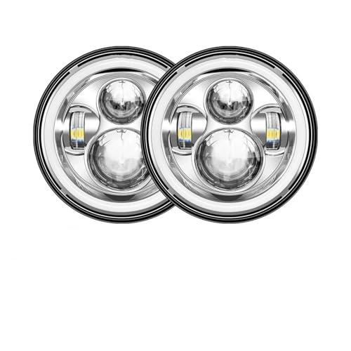 Phare LED DRL 40W avec halo argenté 7 pouces éclairage diurne puissant