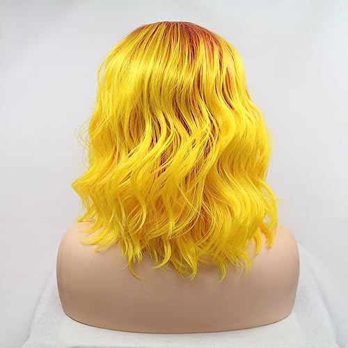 Perruque aspect naturel orange jaune 35cm pour changer de style sans teinture - 3