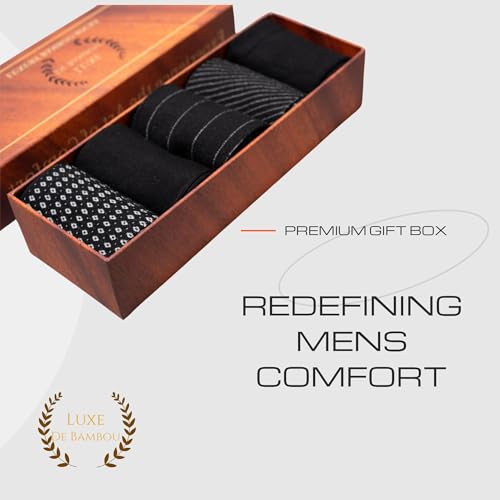 5-Pack Bamboo Socks with a Gift Box - Mens Dress Socks for Men 9-11 Charcoal and Black Socks for men2