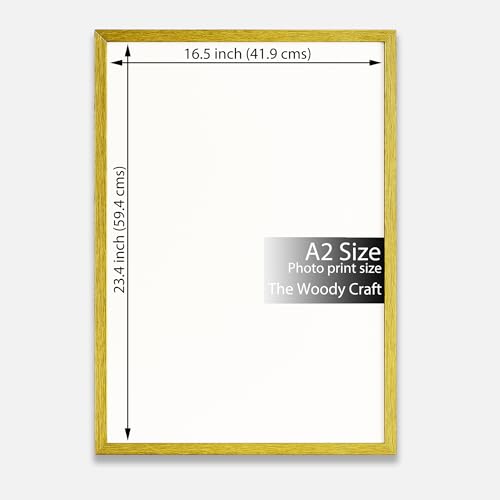 Image of A2 Size Photo Frame | Yellow Photo Frame For Wall | Modern Wall Frame | Wooden Photo Frame For Living Room | Vintage Big Photo Frames For Wall | Ideal Empty Frames For Wall Decor