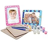 VHALE DIY Paint Your Own Picture Frame, 4 Sets of MDF Wood Photo Frames (5 x 7 inch) with Stand, for...