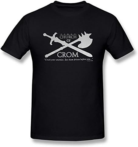 Church of Crom Sword Axe funny Original Design Portrait Black Tshirts for Men by iDesign Art