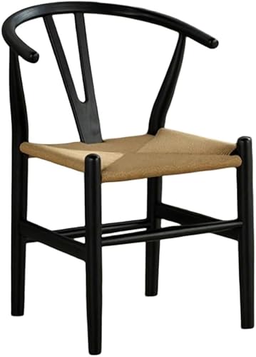 Juego de 2 sillas de comedor para cocina y comedor, sillas laterales modernas de madera maciza con asiento de cuerda tejida, juegos de mesa y sillas