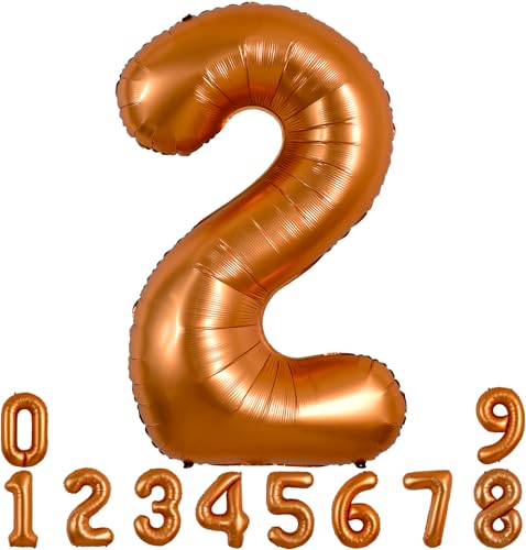 TONIFUL 40 Inch Orange Large Numbers Balloon 0-9 Birthday Party Decorations,Big Number 2 Foil Balloon Digital 2 for Birthday Party,Wedding, Bridal Shower,Engagement,Graduations,Anniversary,Baby Shower by TONIFUL - Used condition - US$5.01
