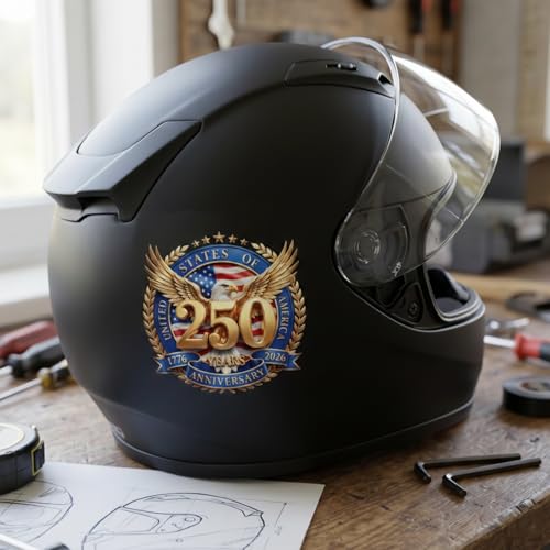 Image of 2-Piece USA 250th Anniversary Patriotic Car Decal | American flag and eagle window decal for cars; 1776-2026 commemorative patriotic design