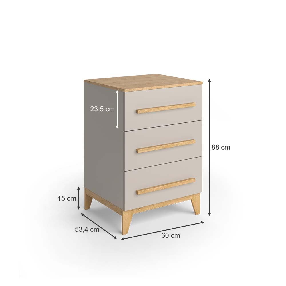 VitaliSpa Cassettiera Malia, Cashmere/Artigianale, 60 x 88 cm, per riporre vestiti e giocattoli nella cameretta dei bambini