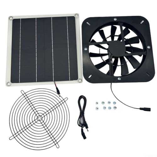 RANRAO Ventilador de ventilación de 10 pulgadas Ventiladores solares de extracción, ventilador de ventilación de panel solar para mejorar la circulación del aire (negro)