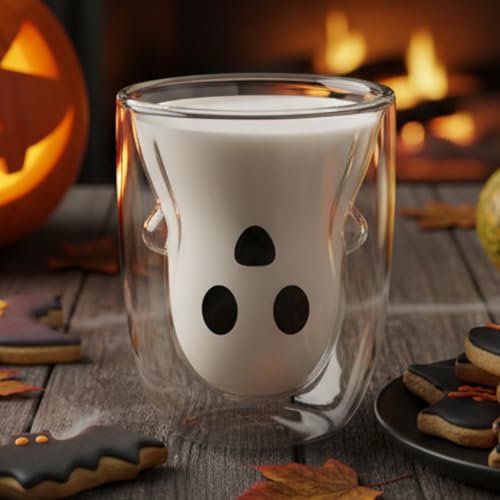 Taza de vidrio doble pared Ghost para Halloween 300 ml miniatura 2