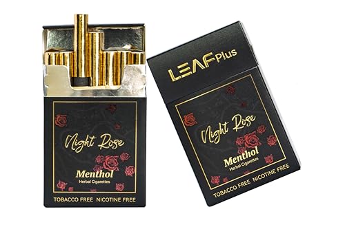 night rose herbal cigarettes by leafplus - tobacco free nicotine free thc free - 2 packs 40 smokes