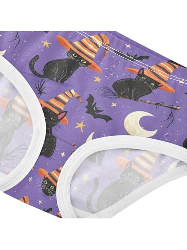ZZKKO Halloween Black Cat Bat Girls Underwear Toddler Panties for Girls Comfort Brief Size 2T4