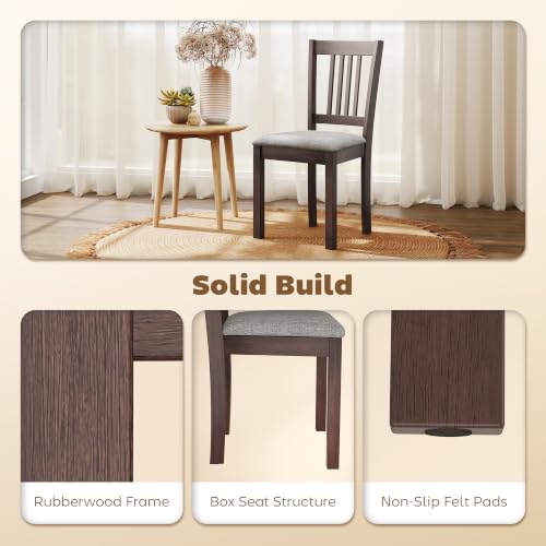 Image of HOMCOM Dining Chairs Set of 2 Upholstered Kitchen Chairs Slat Back Espresso