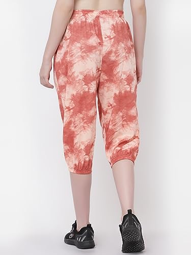 Image of UZARUS Women's Animal Print Tie-Dye Strechable Capri 3 /4th Shorts
