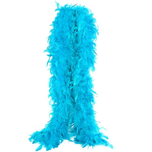 THARAHT Aqua Blue Chandelle Turkey Feather Boa 2 Yards 38g for DIY Craft Home Dancing Wedding Party Halloween Costume Decoration Feather Boa