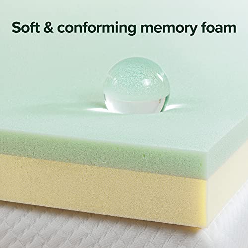 Zinus 1.5/3/4-Inch Green Tea Memory Foam Mattress Topper, Pressure-Relieving Layers, Certipur-Us Certified, (3 In, Full),White #TOP3
